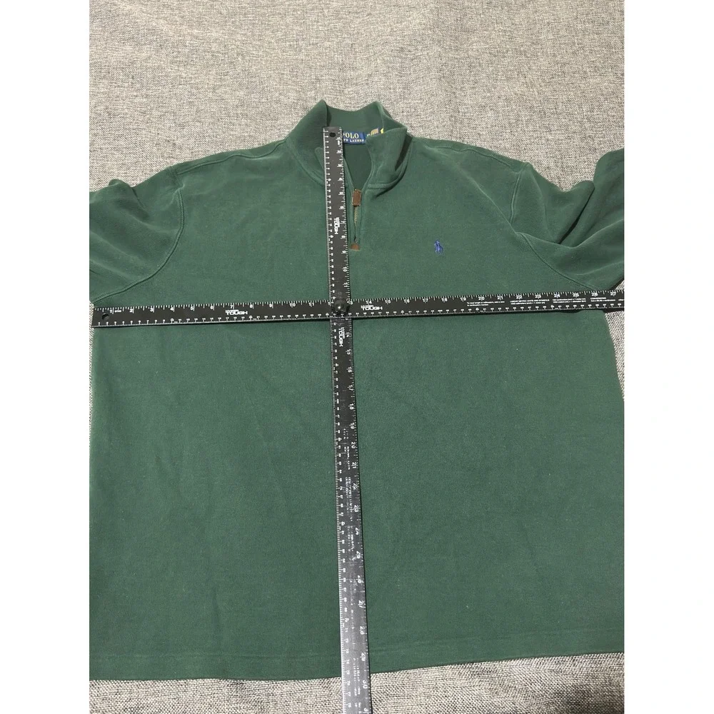 Polo Ralph Lauren Mens XXL Quarter Zip Pullover Green Cotton Sweater